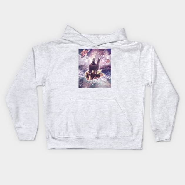 Cat Riding Unicorn Llama on Taco Kids Hoodie by Random Galaxy